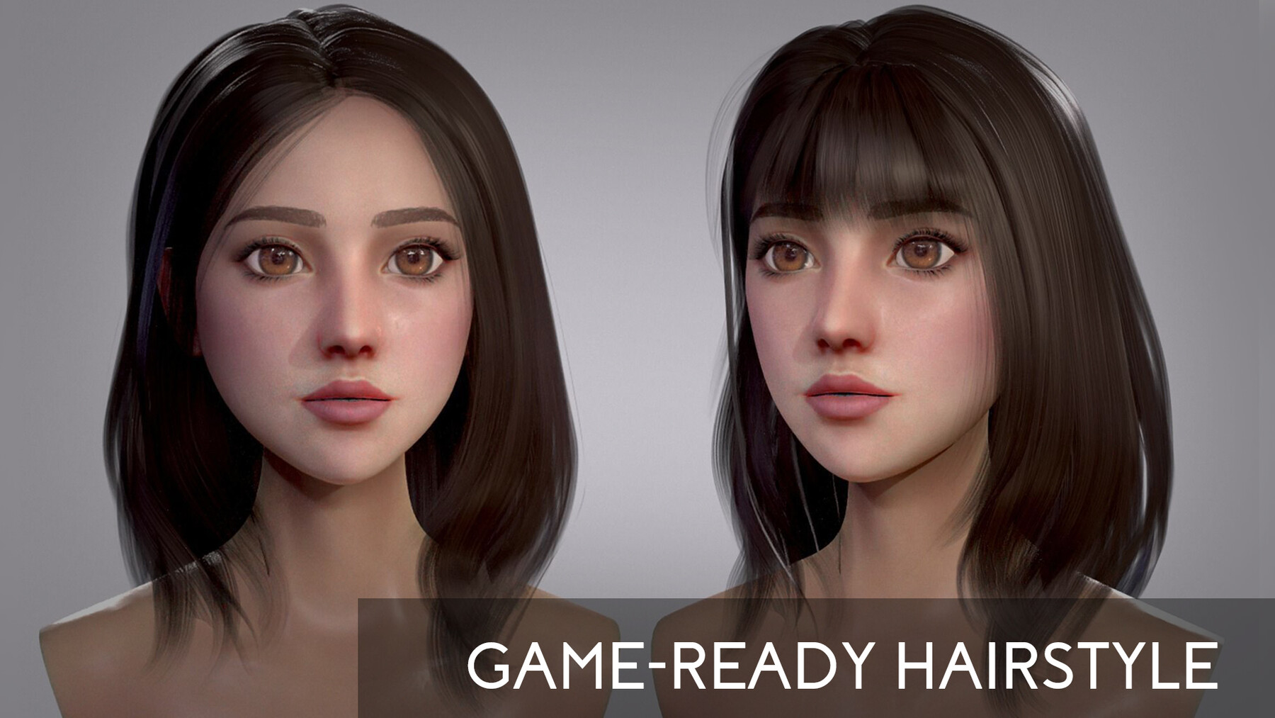 3D model Game Hair - Female Hairstyle V2 VR / AR / low-poly