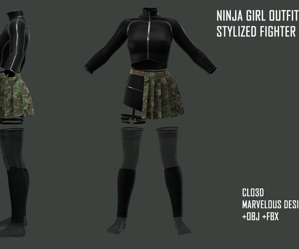 ArtStation - GENESIS 8 FEMALE: SLIMMING NINJA GIRL OUTFIT