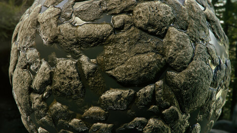 PBR - RIVER BED, ROCKS. WATER - 4K MATERIAL