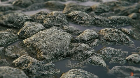 PBR - RIVER BED, ROCKS. WATER - 4K MATERIAL