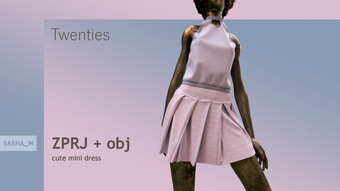 Pleated mini skirt with cute knitted top