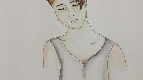 Sadness watercolor painting