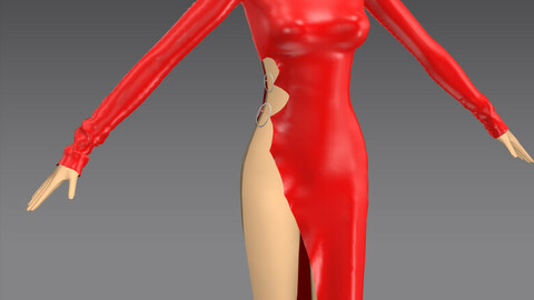 Red Silver Ring Dress OBJ