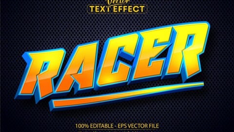 Racer text, cartoon style editable text effect