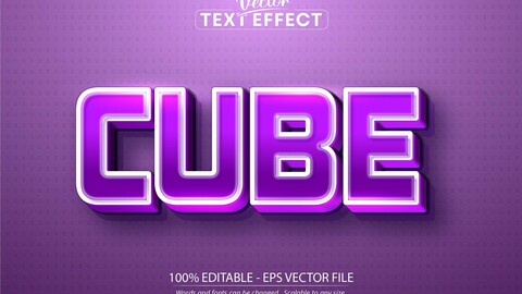 Cube text, cartoon style editable text effect