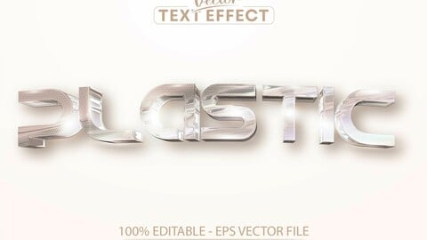 Plastic text, holographic iridescent color wrinkled foil style editable text effect