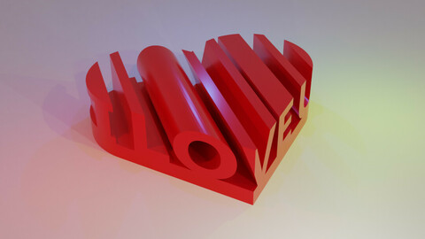 3D WORD SHAPE OF HEARTS (I LOVE U)