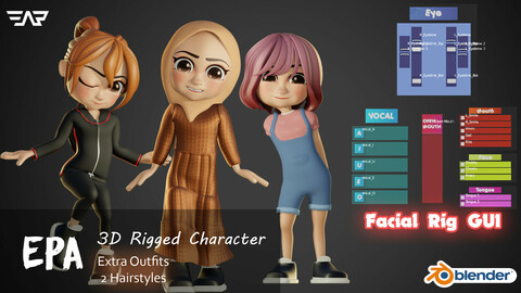 EPA 3D Rigged Girl Character 3D model
