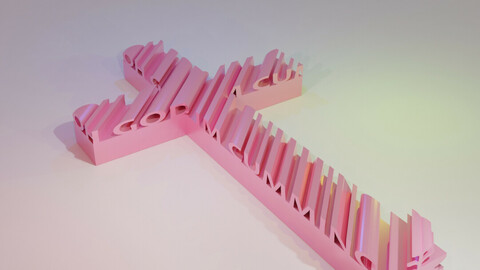 3D WORD SHAPE - FUNNY CROSS (OH GOD IM CUMMING)