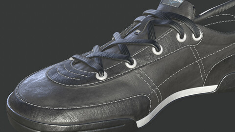 sneakers leather black with white