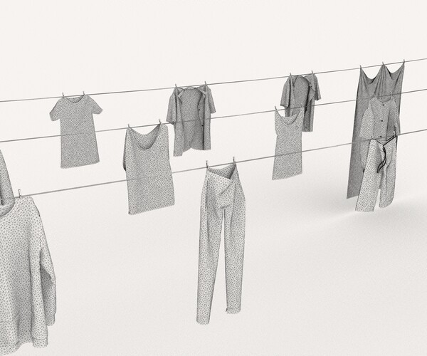 ArtStation - Textured Hanged Clothes Line 3D model | Game Assets