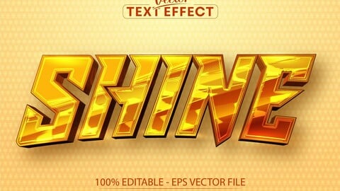 Shine text, shiny orange chrome color style editable text effect