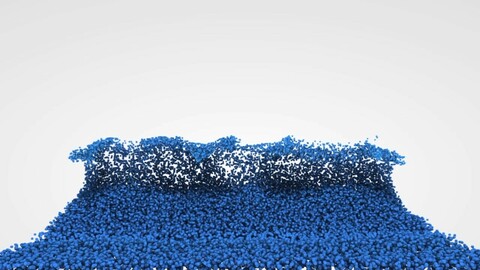 Particle Flow. Particle-based 3D fluid simulation.  Fluid Collision.