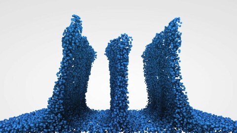 Particle Flow. Particle-based 3D fluid simulation.  Fluid Collision.