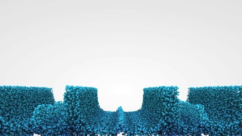 Particle Flow. Particle-based 3D fluid simulation.  Fluid Collision.