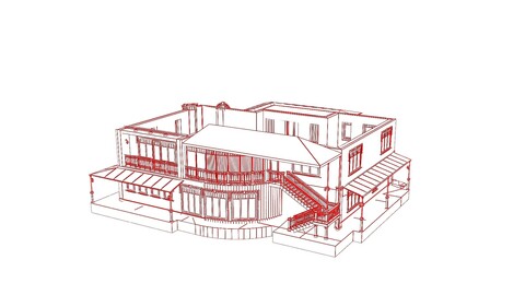 Home construction. Build structure. Time-lapse 3d animation showing a process of building the house.