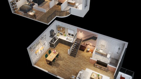 Loft apartment floorplan v1