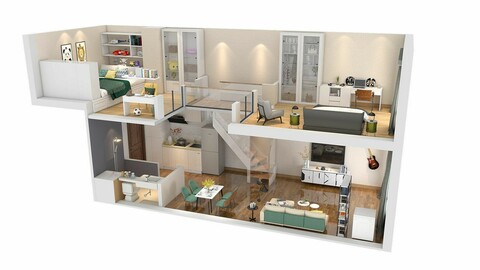 Duplex apartment floorplan Square40