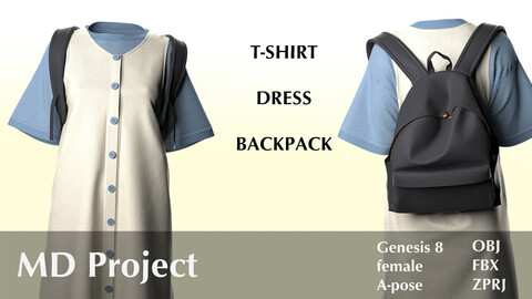 Female T-Shirt, Dress and Backpack