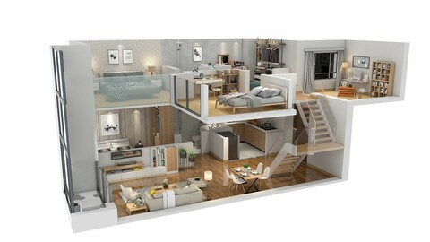 Duplex apartment floorplan Square52