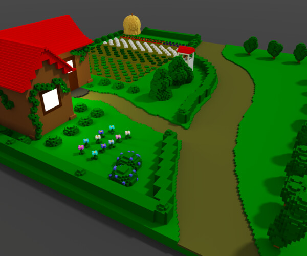 ArtStation - 14 Free Farming Game Assets: Houses and Trees