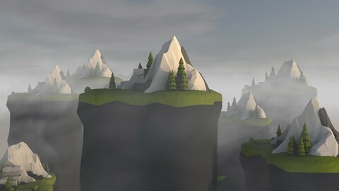 3D Island isometric game ready low poly.