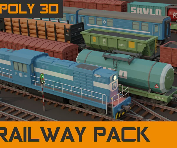 ArtStation - Low Poly Railway Pack | Game Assets