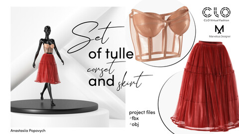 Set of tulle corset and skirt