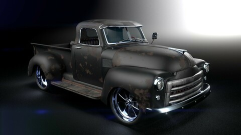 Rat Rod Truck Game Ready Low-poly 3D model