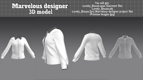 Lovely Blouse - 3d clothes model (Marvelous designer)