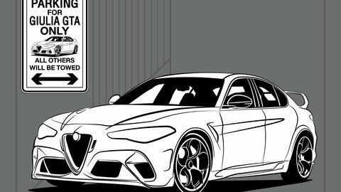 DIGITAL FILE VECTOR / Sign Parking GIULIA GTA Only