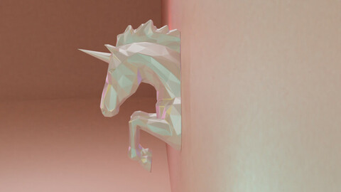 Wall Decoration - Low Polygon Unicorn Sculpture