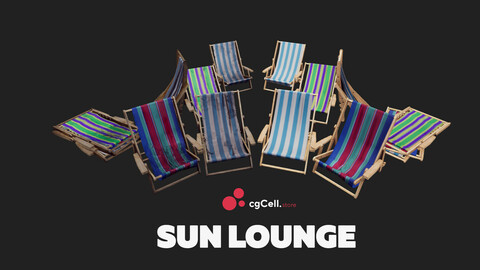 Sun lounger VR / AR / low-poly 3d model / 4k Textures