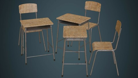 School Desk And Chair 1B