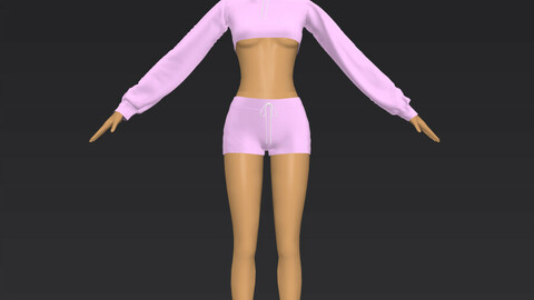 Cropped Hoodie Set OBJ