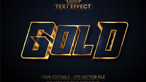 Gold text, luxury gold editable text effect on dark blue textured background