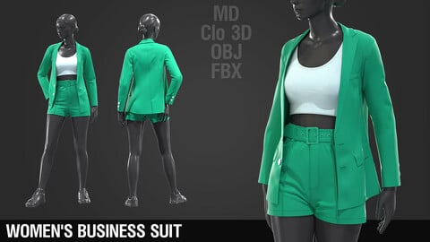 Women's business suit / Marvelous Designer / Clo 3D project + obj + fbx