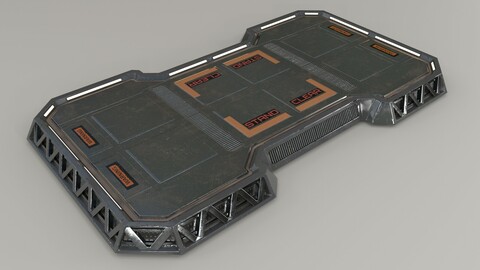 Sci-Fi Landing Pad Low-Poly
