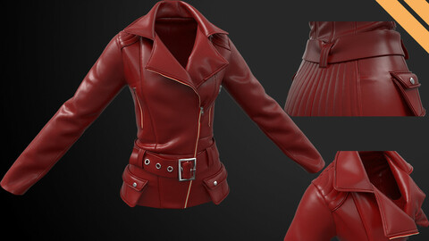 Ladies Biker Jacket in Marvelous Designer