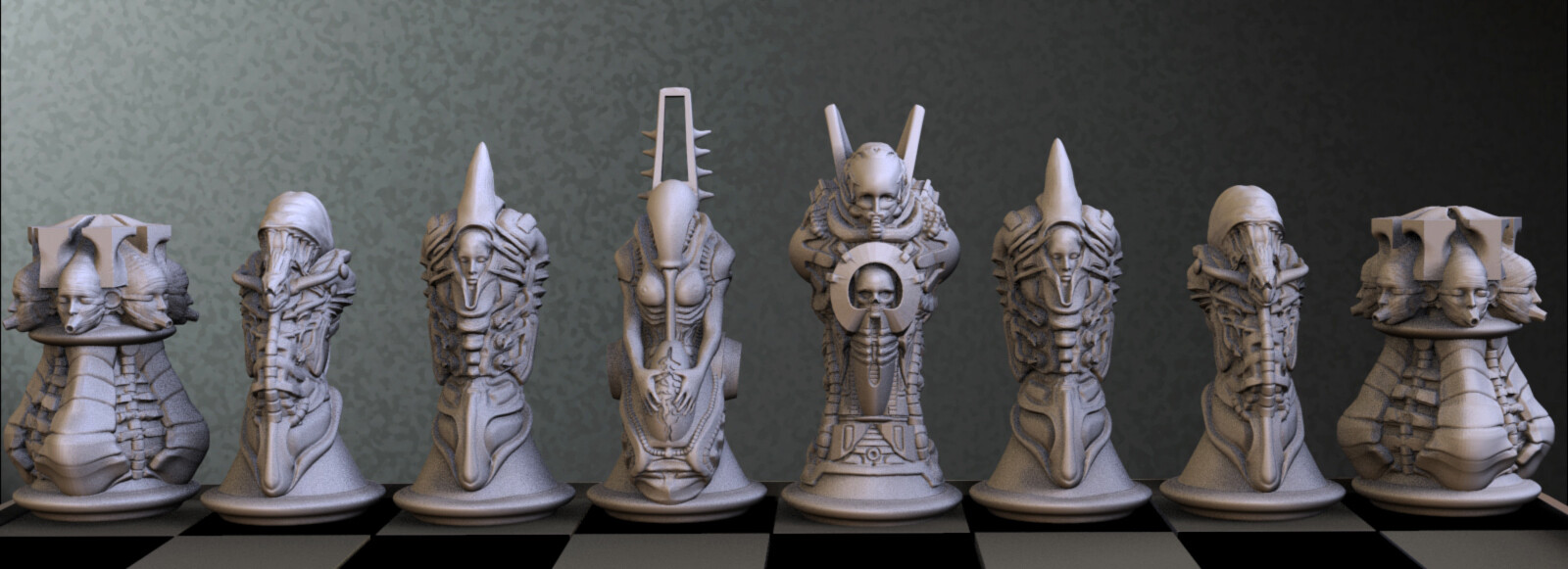 ArtStation Biomechanic 3d Printable Chess Set Resources artstation-biomechanic-3d-printable-chess-set-resources