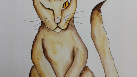 Street cat watercolor painting