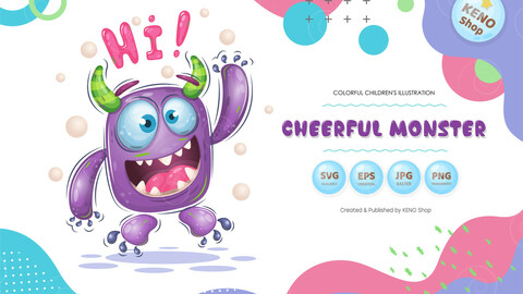 Cheerful cartoon monster