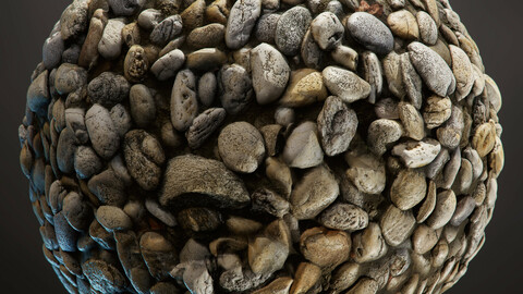 PBR - PEBBLE SOIL, ROCKS, RIVER, ROLLING, STONES - 4K MATERIAL