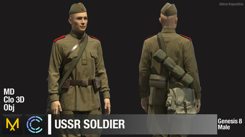 USSR Soldier uniform /  Marvelous Designer / Clo 3D project + obj