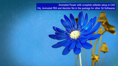 3d Blue Flower Animated