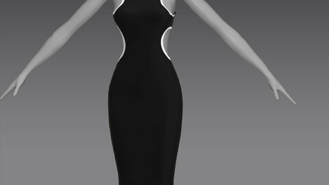 White Trim Cutout Dress OBJ+ZPRJ