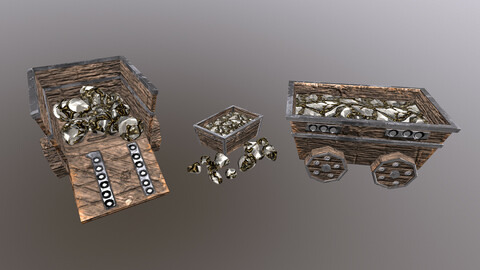 Gold Mine Cart 3D Model