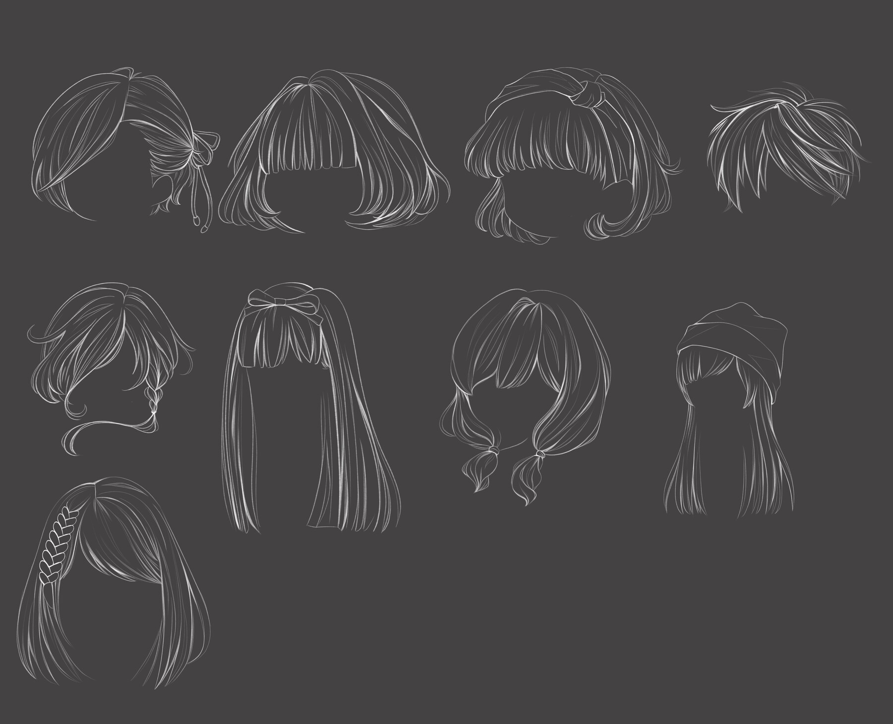 Anime Hair Stamp Brush for Procreate 31 Chibi Hair Reference -  Sweden