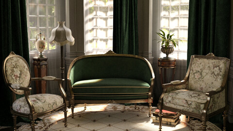 Reupholstered for Vintage Furniture Iray