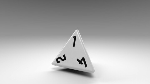 Dice d4 PBR low-poly 3D model